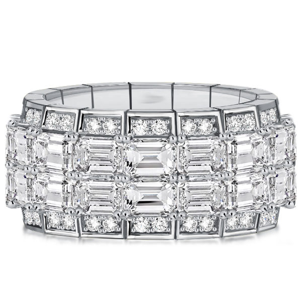 

Italo Multi Row East West Emerald Cut Eternity Band For Women, White