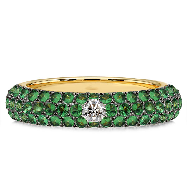 

Italo Unique Pave Emerald Sapphire Wedding Band, White