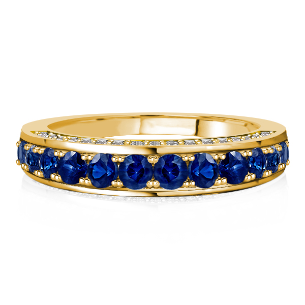 

Italo Golden Arc Ring Blue Sapphire Half Eternity Band, White