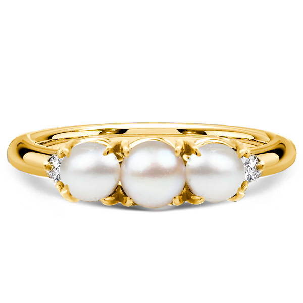 

Italo Golden Pearl Ring Round Cut Anniversary Band For Women, White
