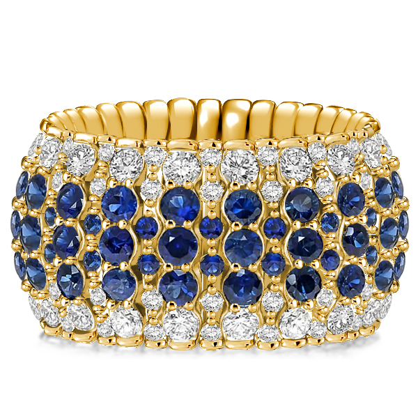 

Italo Golden Multi Row Blue Sapphire Eternity Wedding Band, White