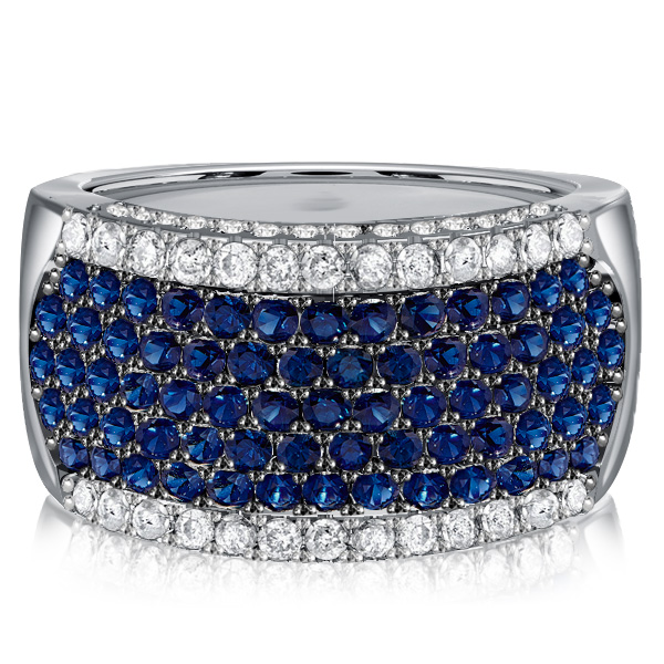 

Italo Two Tone Blue Sapphire Micro Pave Half Eternity Band Anniversary Ring, White