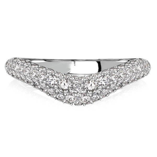 

Italo Micro Pave Setting Chevron Wedding Band Chevron Ring, White