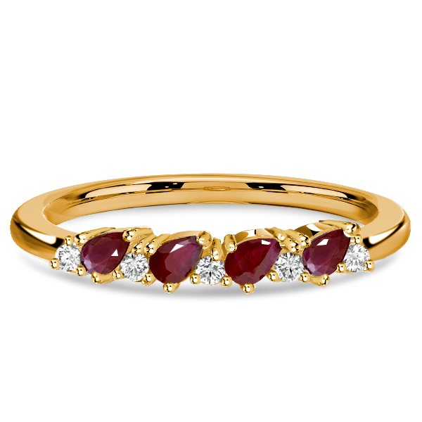 

Italo Ruby Pear Cut Half Eternity Wedding Band For Women, White