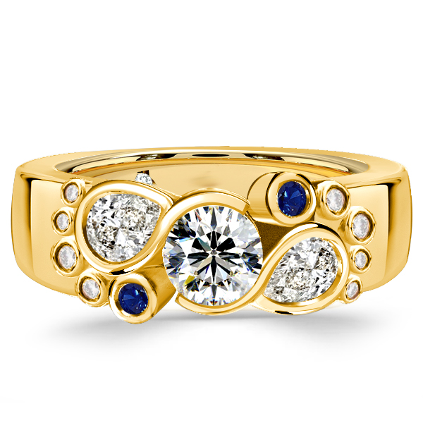 

Italo Round & Pear Cut Half Eternity Band Anniversary Rings, White