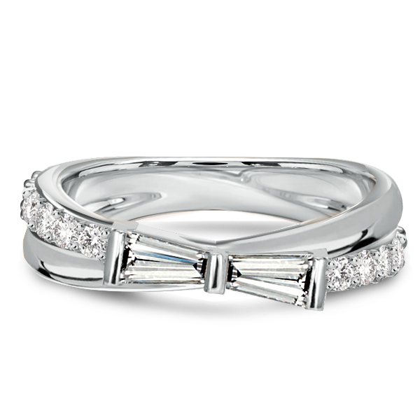 

Italo Tap Baguette Crossover Wedding Band Anniversary Rings, White