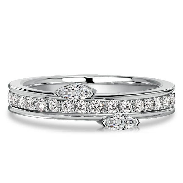 

Italo Twin Stone Marquise Cut Wedding Band Anniversary Rings, White