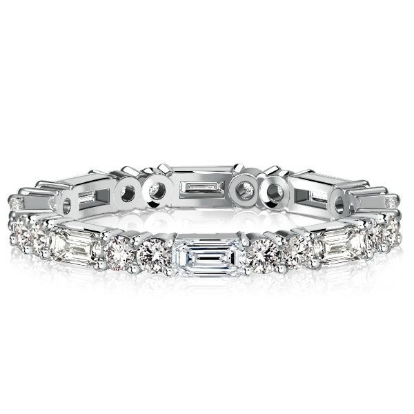

Italo Double Round & Baguette Cut Eternity Ring Classic Band, White