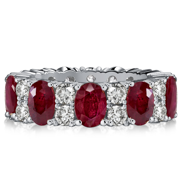 

Italo Oval Cut Ruby Eternity Band For Women, White