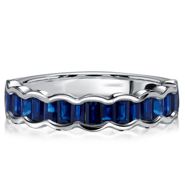 

Italo Channel Set Blue Sapphire Half Eternity Wedding Band, White