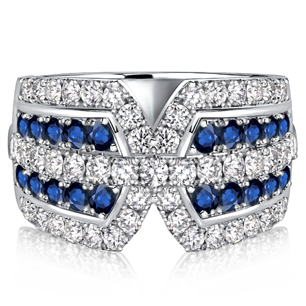 

Italo Blue & White Sapphire Wedding Band Belted Buckle Ring
