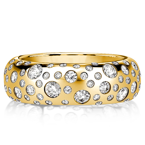 

Italo Golden Flush Setting Half Eternity Wedding Band, White