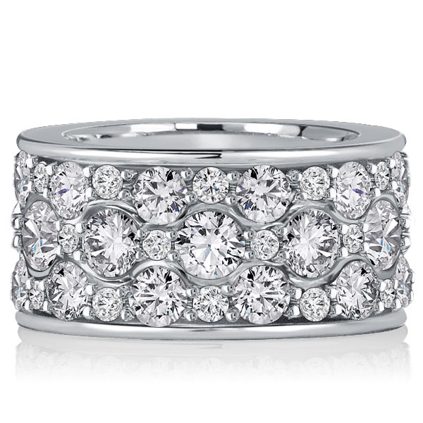 

Italo Paved Round Cut Stack Eternity Wedding Band, White