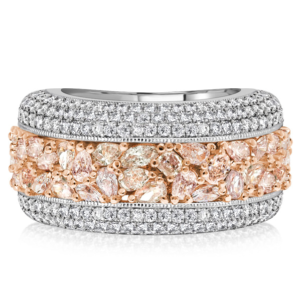 

Italo Pear Shaped Multi Cut Morganite Half Eternity Wedding Band, White