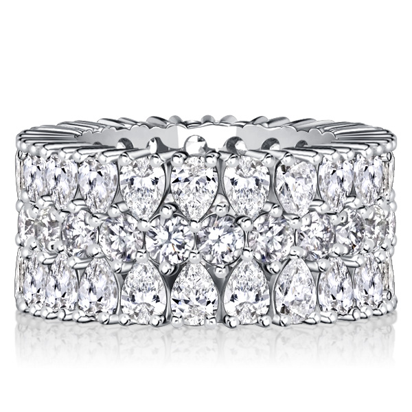 

Italo Round Cut Pear Shaped Multi Row Band Anniversary Rings, White