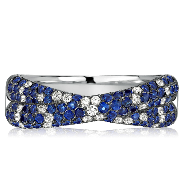 

Italo Micro Pave Blue Sapphire Crossover Micro Pave Ring, White