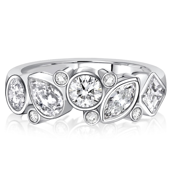 

Italo Bezel Setting Multi Shape Half Eternity Band Anniversary, White