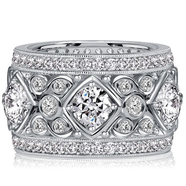 

Italo Unique Round Cut Vintage Eternity Band Anniversary Rings, White