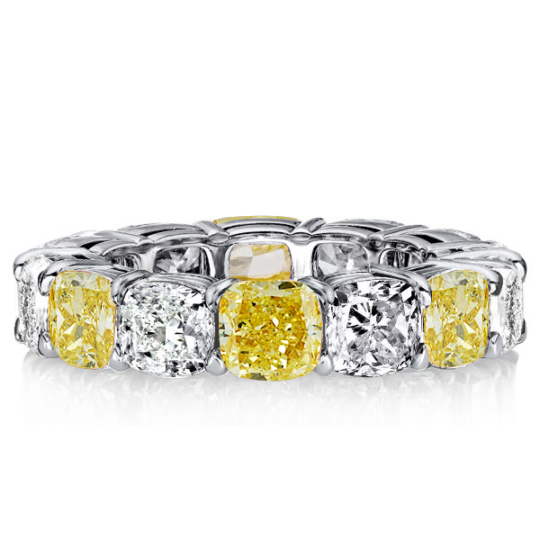 Italo White Yellow Topaz Cushion Cut Eternity Wedding Band Italo Jewelry