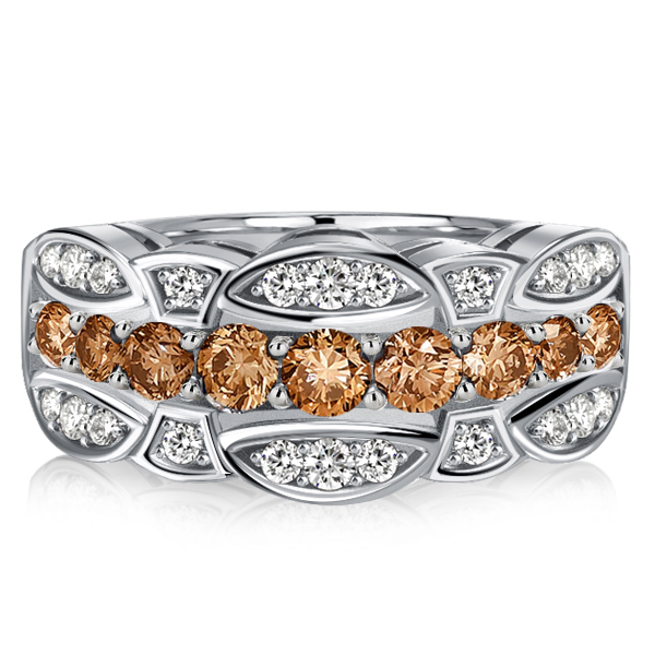 

Italo Champagne Sapphire Half Eternity Multi Row Band, White