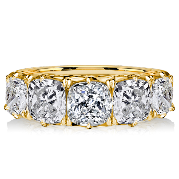 

Italo 5 Stone Cushion Cut Half Eternity Band Anniversary Rings, White