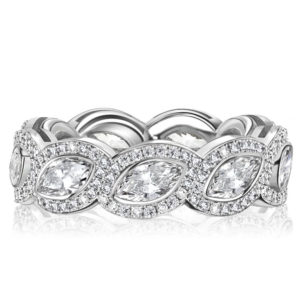 

Italo Halo Marquise Cut Eternity Wedding Band For Women, White