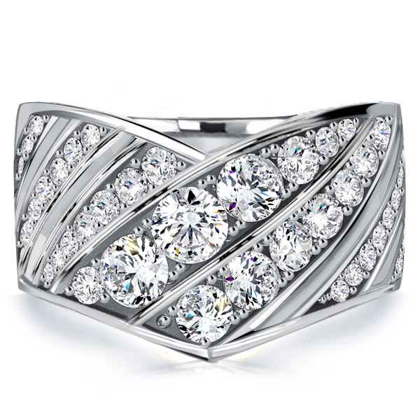 

Italo V Shaped Round Cut Half Eternity Band Anniversary Rings, White