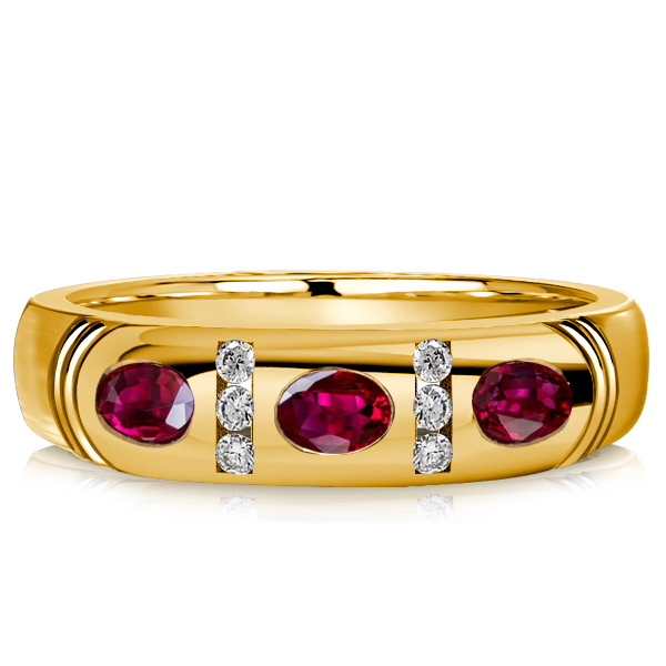 

Italo Golden Flush Setting Oval Cut Ruby Band Ring, White