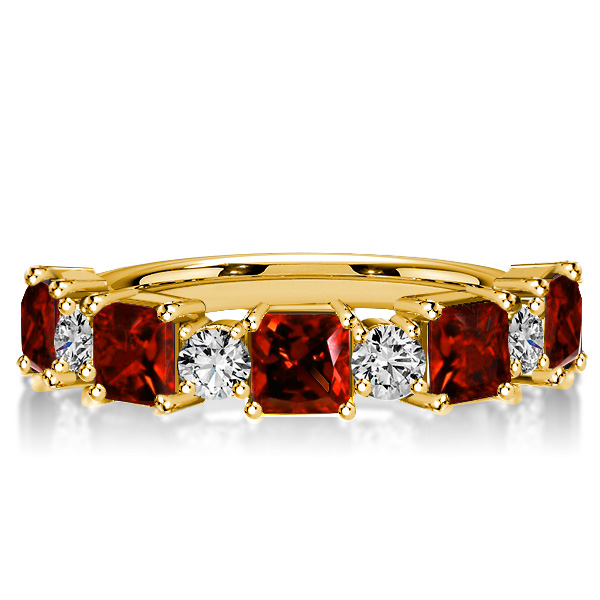 

Italo Golden Garnet Princess Cut Half Eternity Band, White