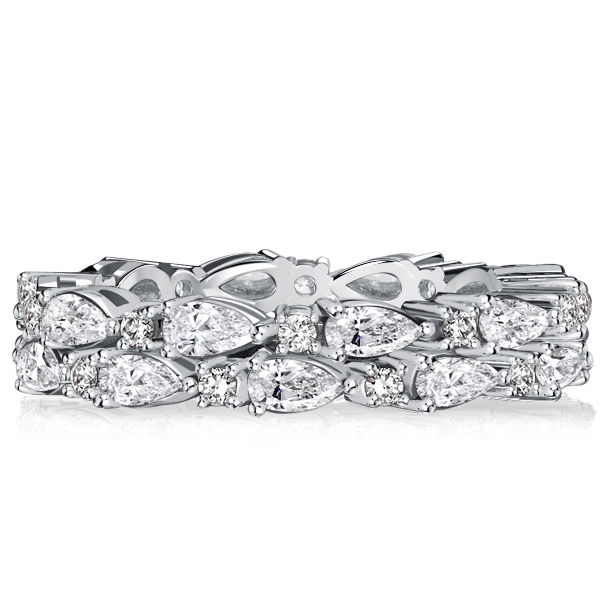 

Italo Multi Row Pear Shaped Eternity Band For Women, White