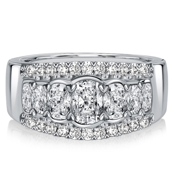 

Italo Halo Cushion Cut Half Eternity Wedding Band Anniversarys, White
