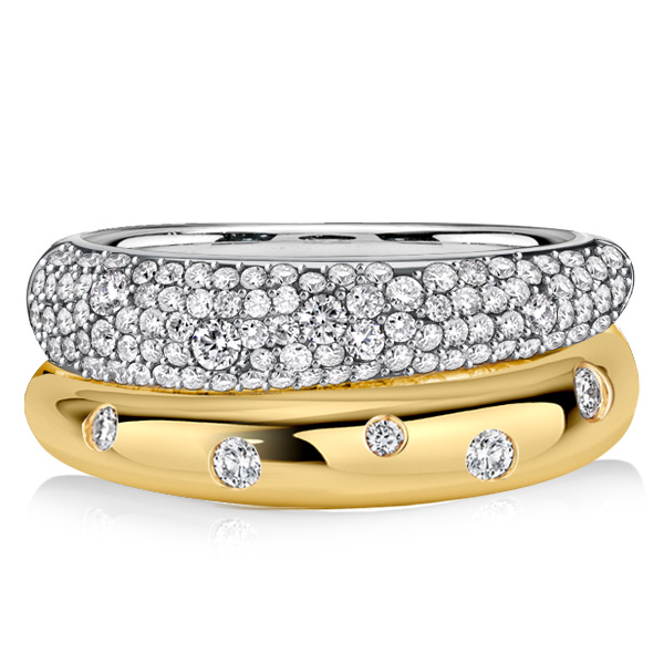 

Italo Unique Double Band Ring White Sapphire Bands Anniversary