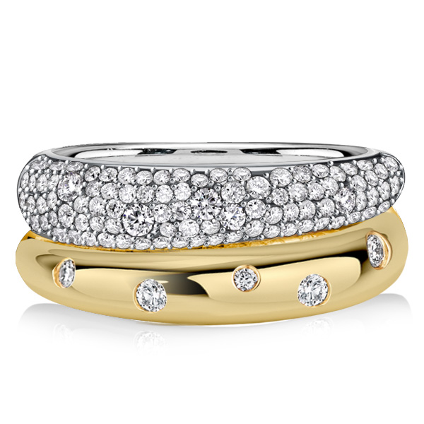 

Italo Unique Double Band Ring White Sapphire Bands Anniversary