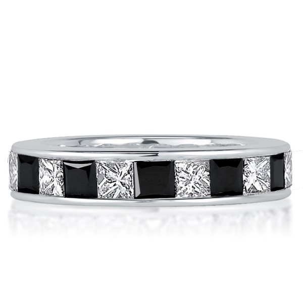 

Italo Princess Cut Black Sapphrie Eternity Band For Women, White