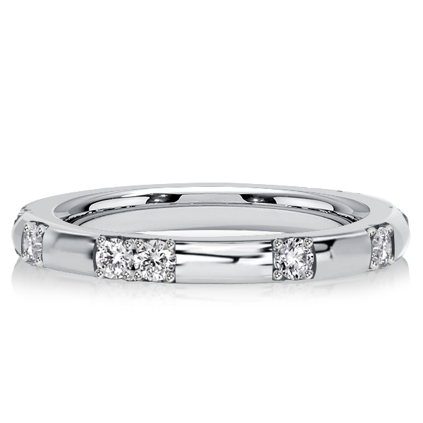 

Italo Scalloped Pavé Thin Wedding Band Eternity Ring For Women, White