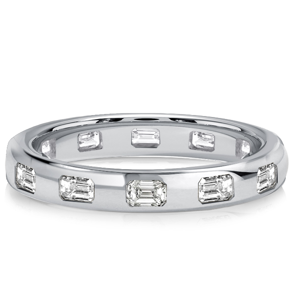 

Italo Flush-Setting Eternity Emerald Cut Band For Women, White