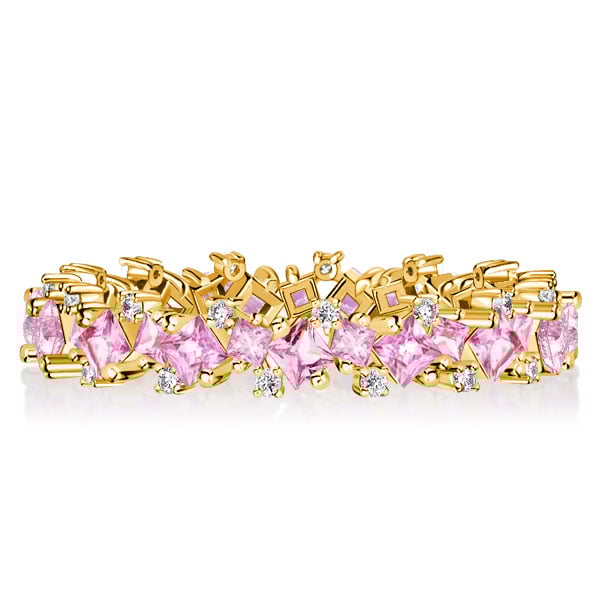 

Italo Princess Cut Pink Stone Eternity Band Pink Sapphire Ring, White