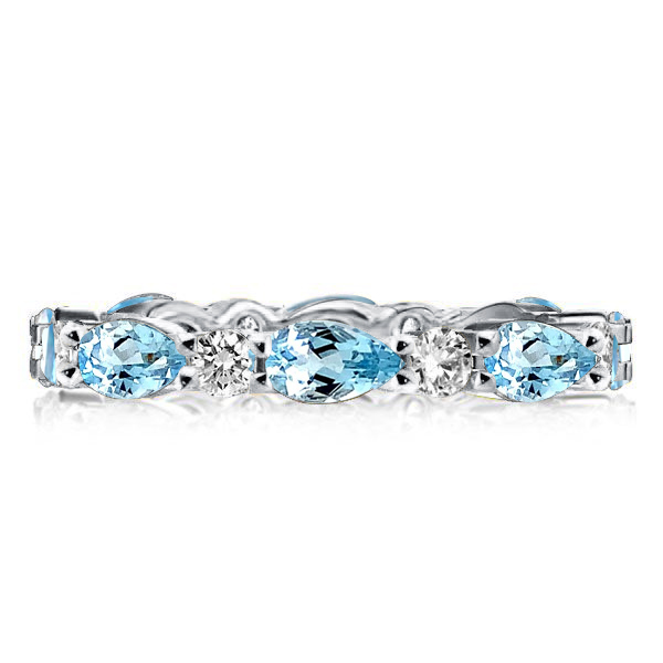 

Italo Pear Shaped Aquamarine Silver Eternity Band, White