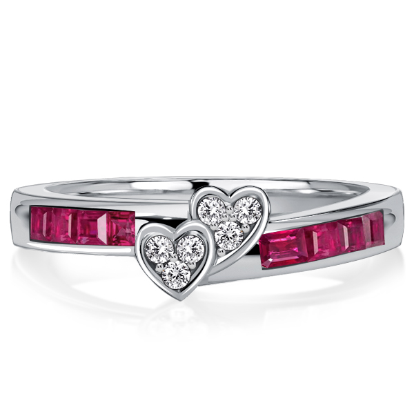 

Italo Asscher Cut Ruby Rings Anniversary Band Rings, White