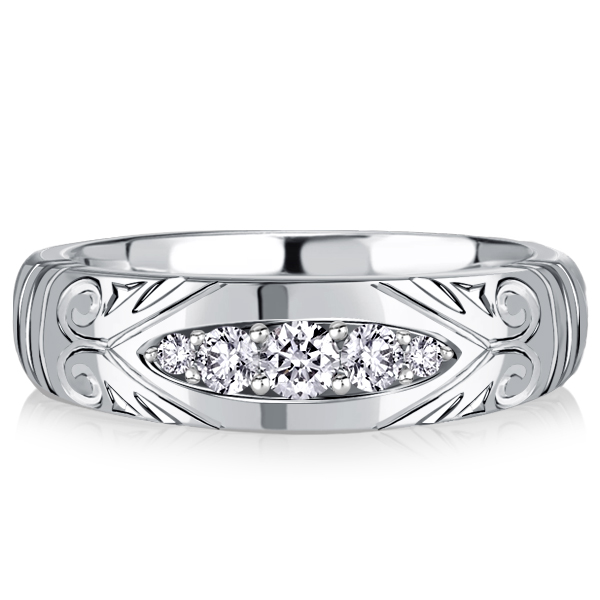 

Italo White Sapphire Vintage Wedding Band Anniversary Rings