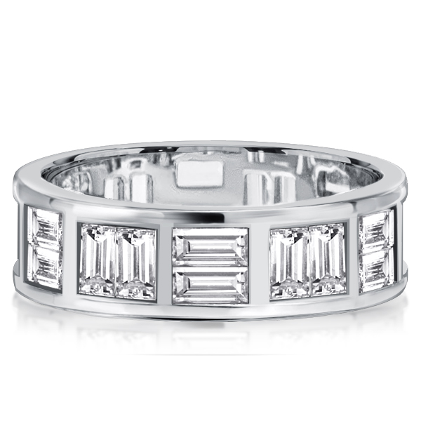 

Italo Baguette Cut Eternity Band For Women Silver Wedding Bands, White