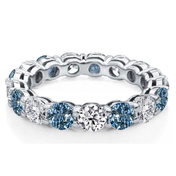 

Italo White & Blue Topaz Ring Eternity Band For Women Classic