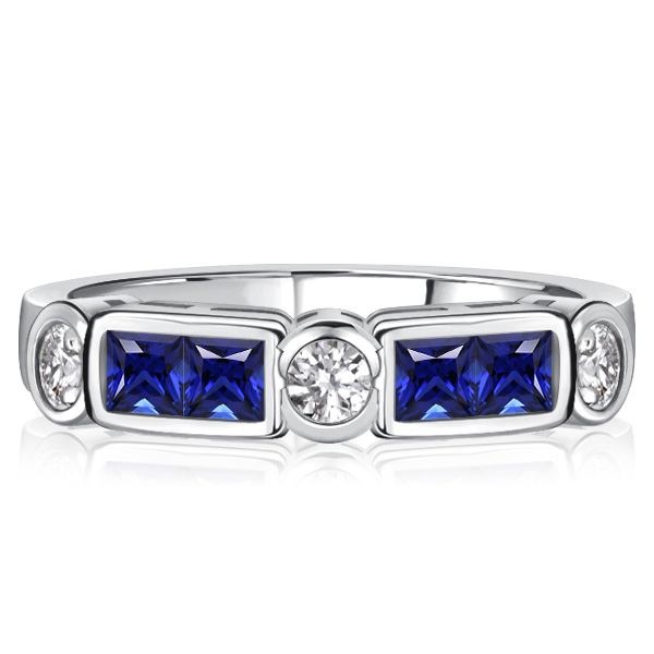 

Italo Princess Cut Blue Sapphire Band Ring Vintage Style Rings, White