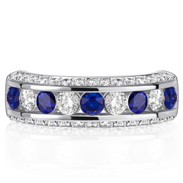 

Italo 3-Sided White & Blue Sapphire Half Eternity Band
