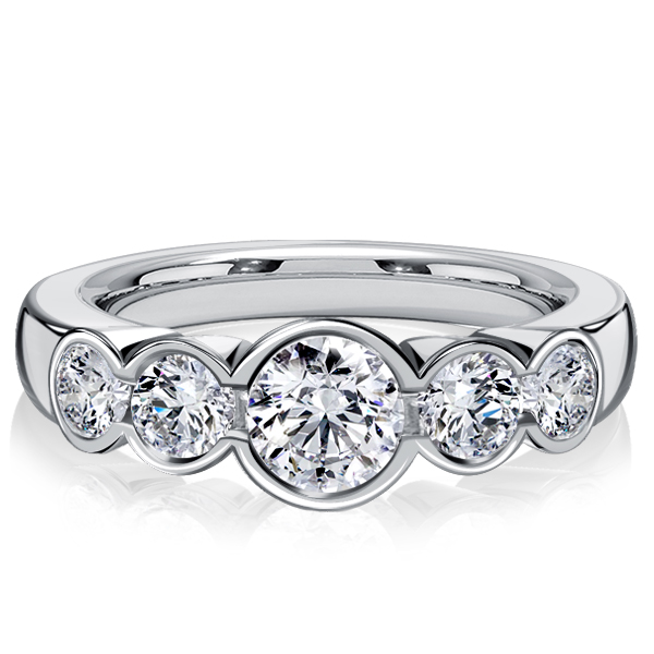 

Italo Bezel Set 5 Stone Silver Wedding Bands Anniversary Rings, White