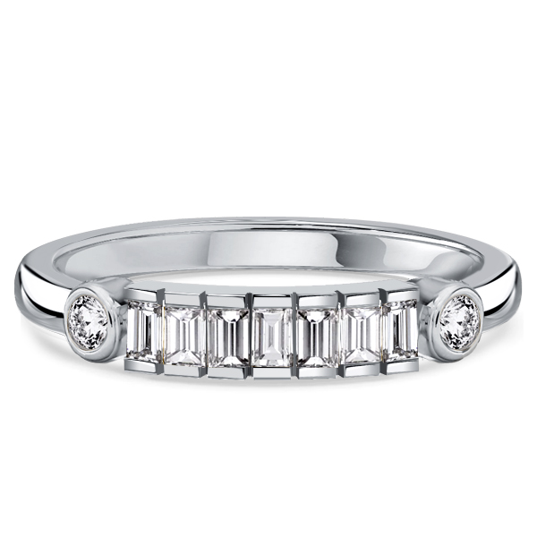 

Italo Half-Bezel Baguette Half Eternity Band Travel Wedding Rings, White