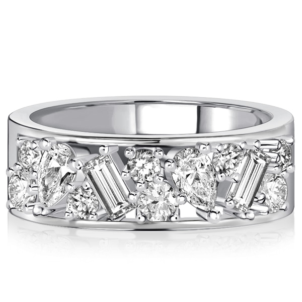 

Italo Pear Shaped Baguette Cut Half Eternity Band Anniversarys, White