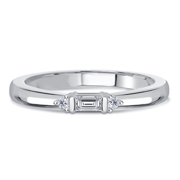 

Italo 3 Stone Baguette Wedding Band For Women Stacking Ring, White