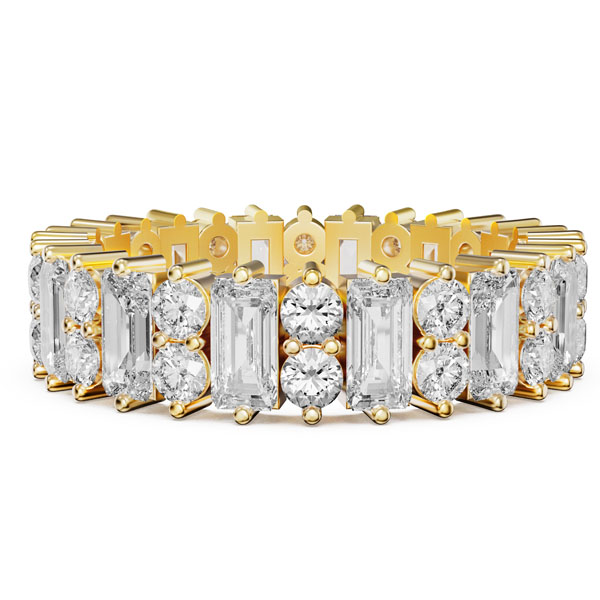

Italo Baguette & Round Cut Eternity Wedding Band For Women Anniversary Rings, White
