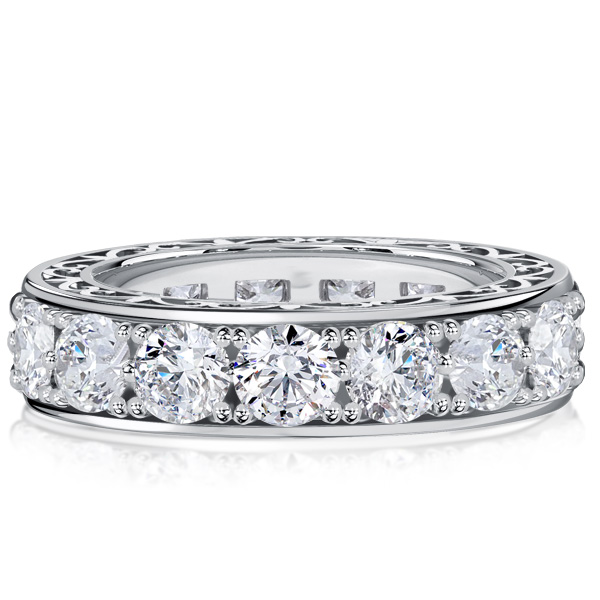 

Italo White Round Cut Vintage Wedding Rings Eternity Band For Women